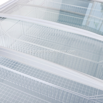 Congelador de exhibición de cofre con puerta de vidrio curvado de gran capacidad